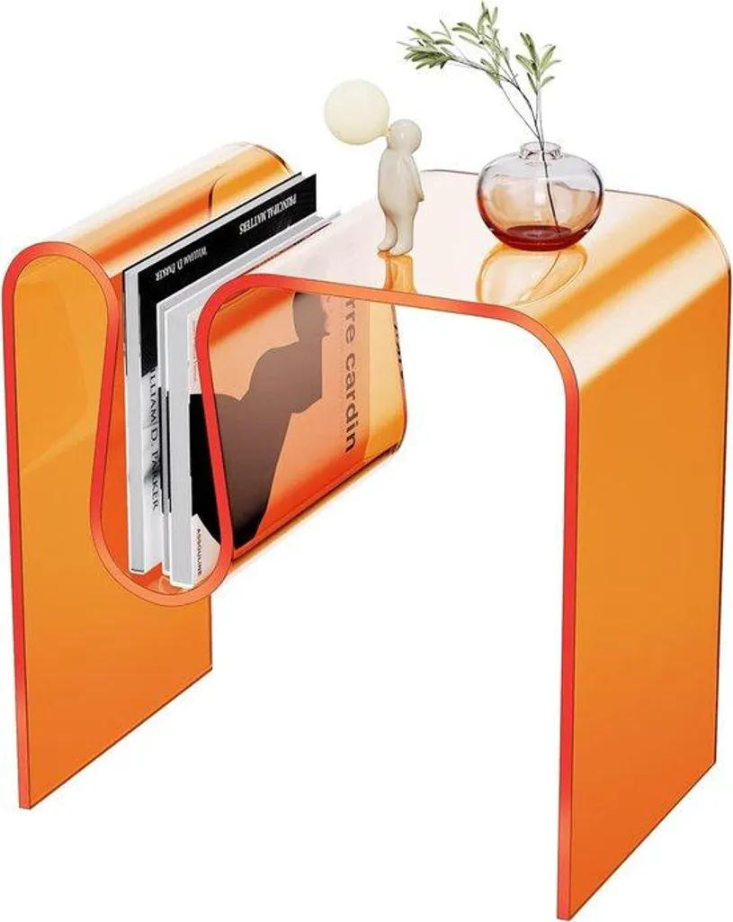 Table de chevet en acrylique orange - Petite table basse salon moderne