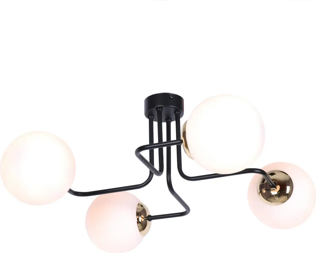 Plafonnier 4 Lumières E14 en Métal Noir et Blanc KARI Kaja Robuste 50cm