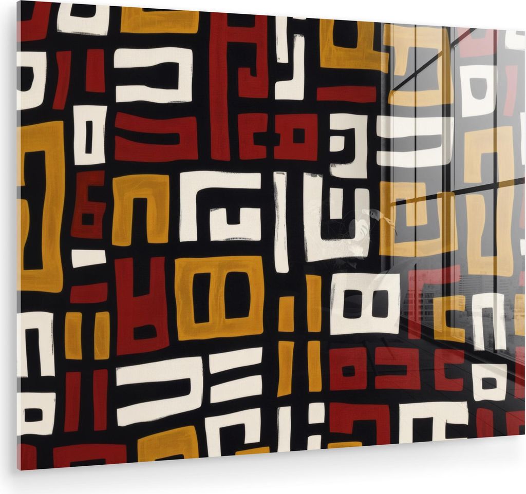 MuchoWow Glasbilder - Bilder auf Wandbild - Foto auf Glas Abstrakt - Muster - Rot 80x60 cm Wanddekoration aus Glas - Acrylglasbild - Acrylbilder - ...