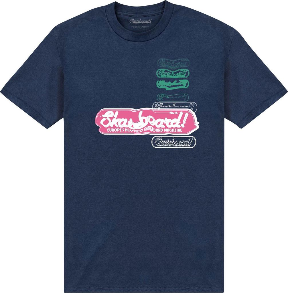 Skateboard! - "Magazine Static" T-Shirt für Herren/Damen Uni PN421 (3XL) (Marineblau)