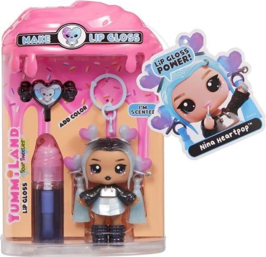 Lipgloss-Set Yummiland Nina Heartpop Sour Sweeties, Duftendes Lipgloss zum Selbermachen, Lava Lampen Effekt, 10 cm