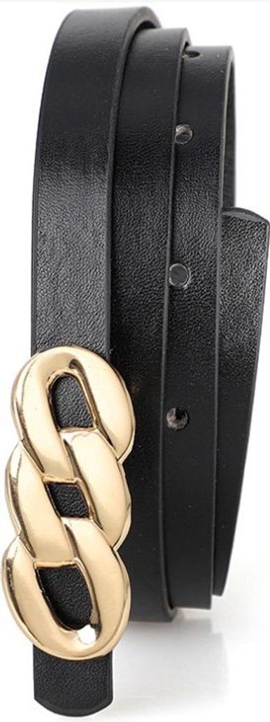 INF Damen Kunstleder Gürtel mit Acht Schnallen - Stilvolles Accessoire für Kleider & Blusen Schwarz