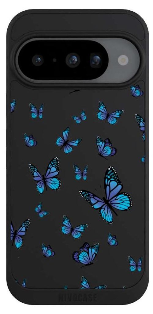 NIVOCASE Handyhülle für Google Pixel 10 Hülle NIVOpure Case Schwarz Muster Schmetterling transparent