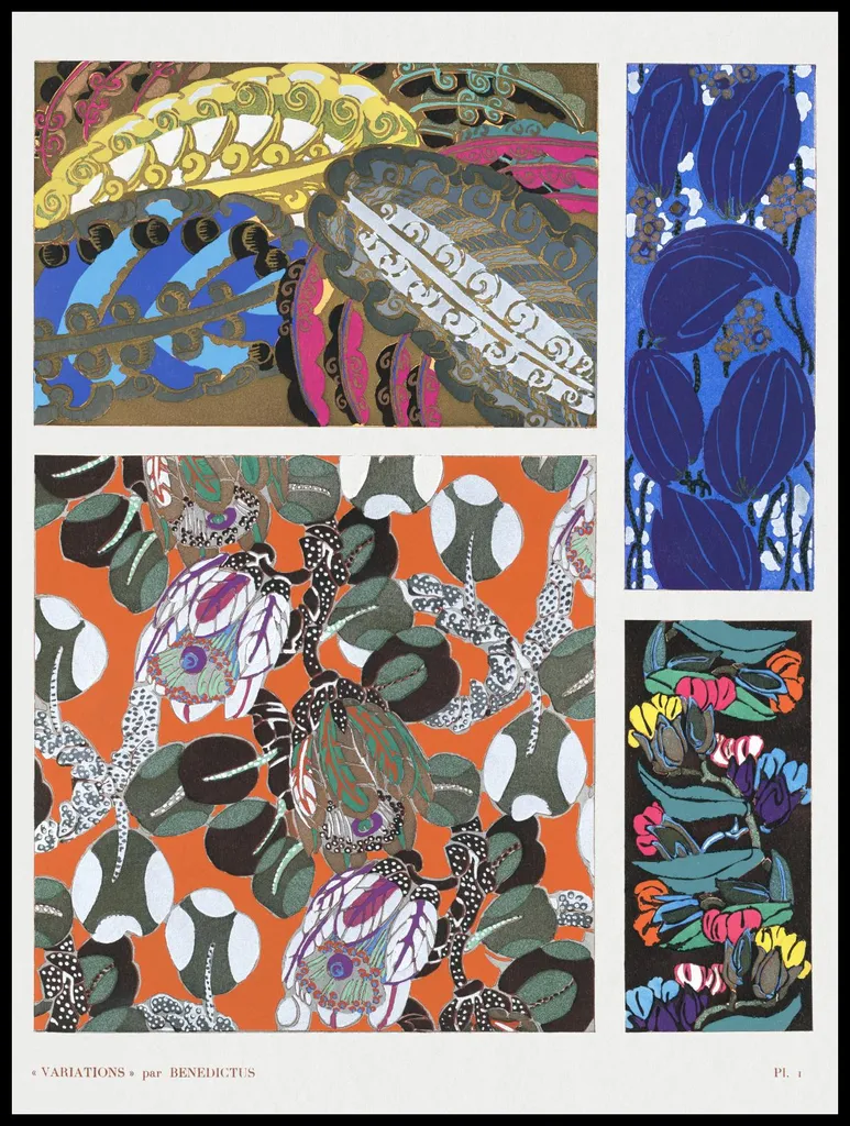Poster Bénédictus 75x100cm Fiori Art Déco Vintage per Salotto Elegante