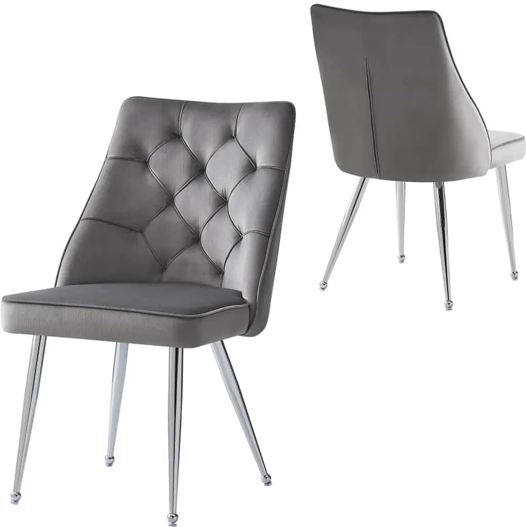 Chaise salle à manger confortable en velours gris pour salon et bureau