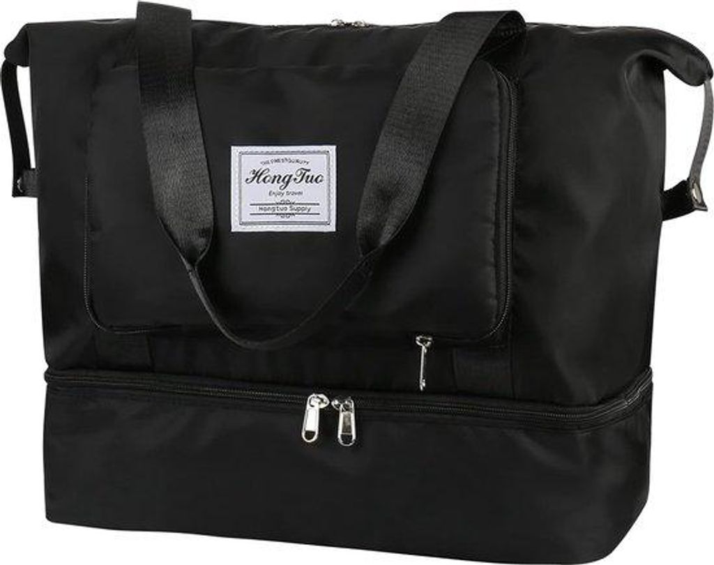 Reisetas, 36 Liter, großes Volumen, Wasserdicht, Reisekoffer für Herren und Damen, Schwarz
