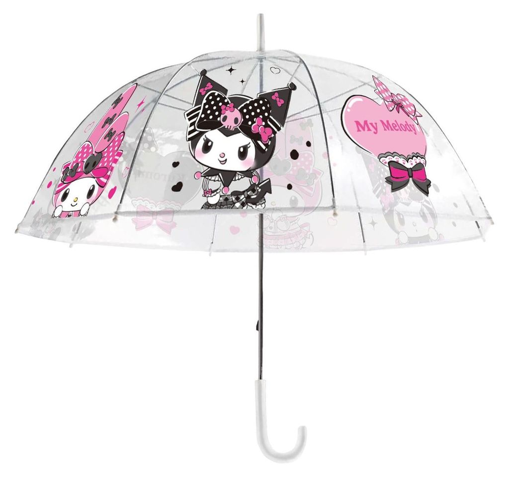 Parapluie transparente rose et noire Sanrio Kuromi & My Image du produit 