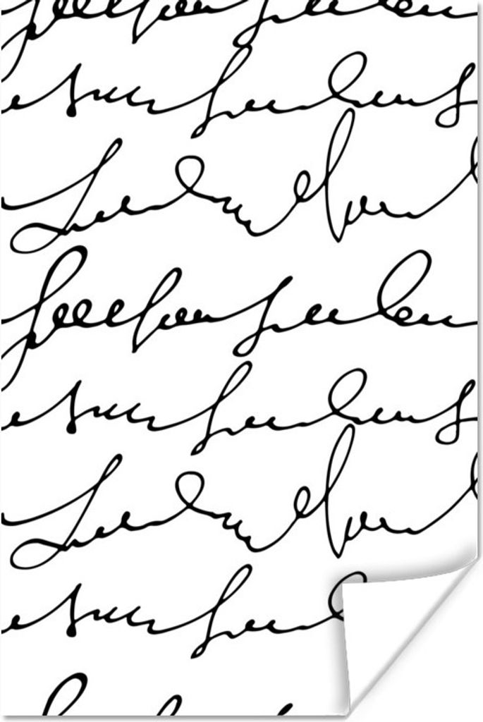 MuchoWow Poster Buchstaben - Weiß - Schwarz - Muster 20x30 cm - Papierdruck