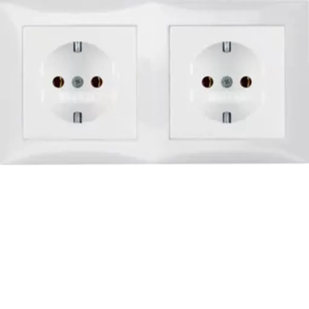 Prise Double SCHUKO Berker 47208989 S.1 Blanc Polaire Finition Miroir