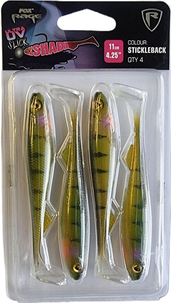 Fox Rage Slick Shad 11cm - 4 Gummifische, Farbe:Stickleback