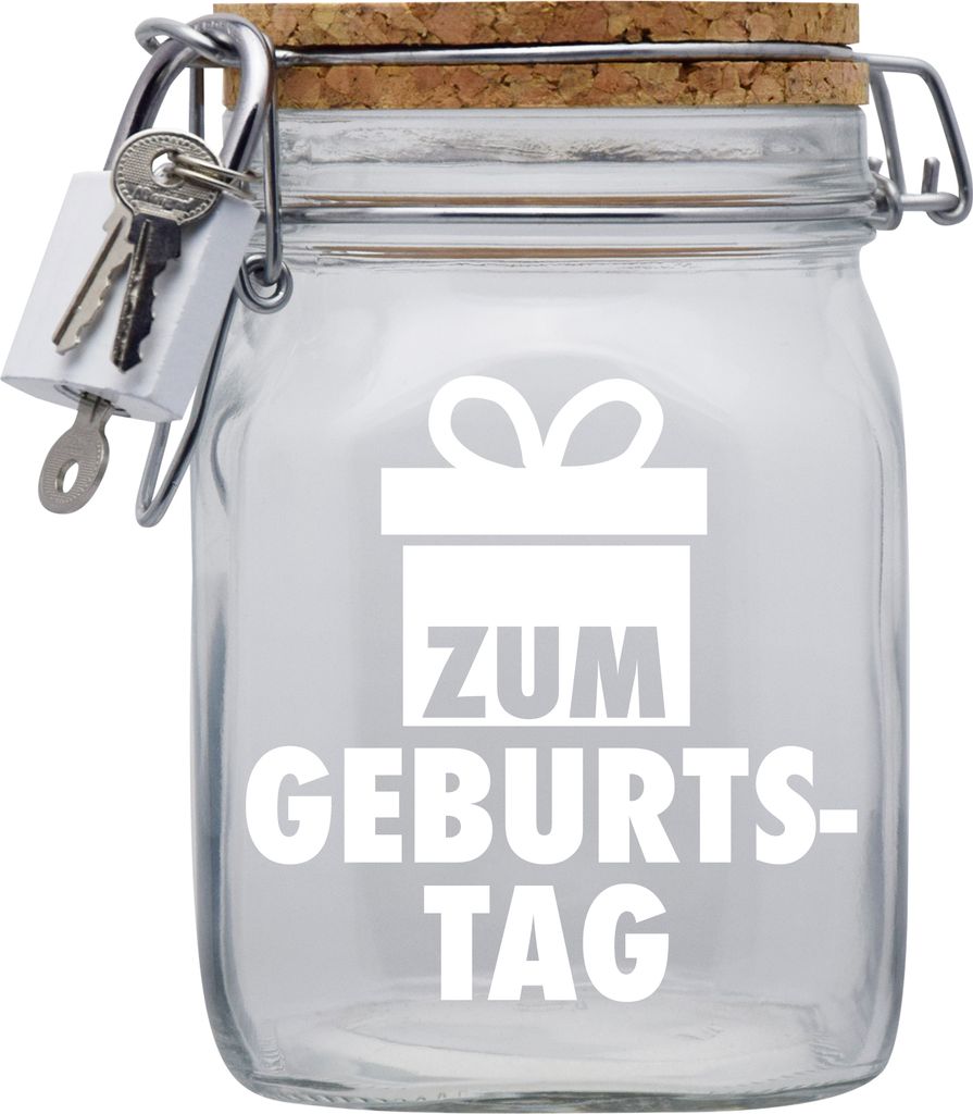 Spardose Geld Geschenk Ideen Zum Geburtstag Design2 Transparent Größe L 1 Liter