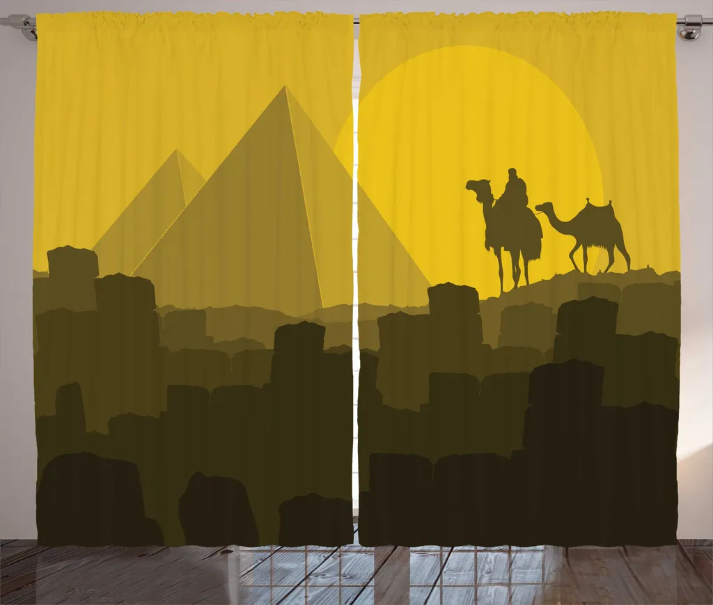 Rideau de chambre occultant léger motif pyramide désert 280x225 cm