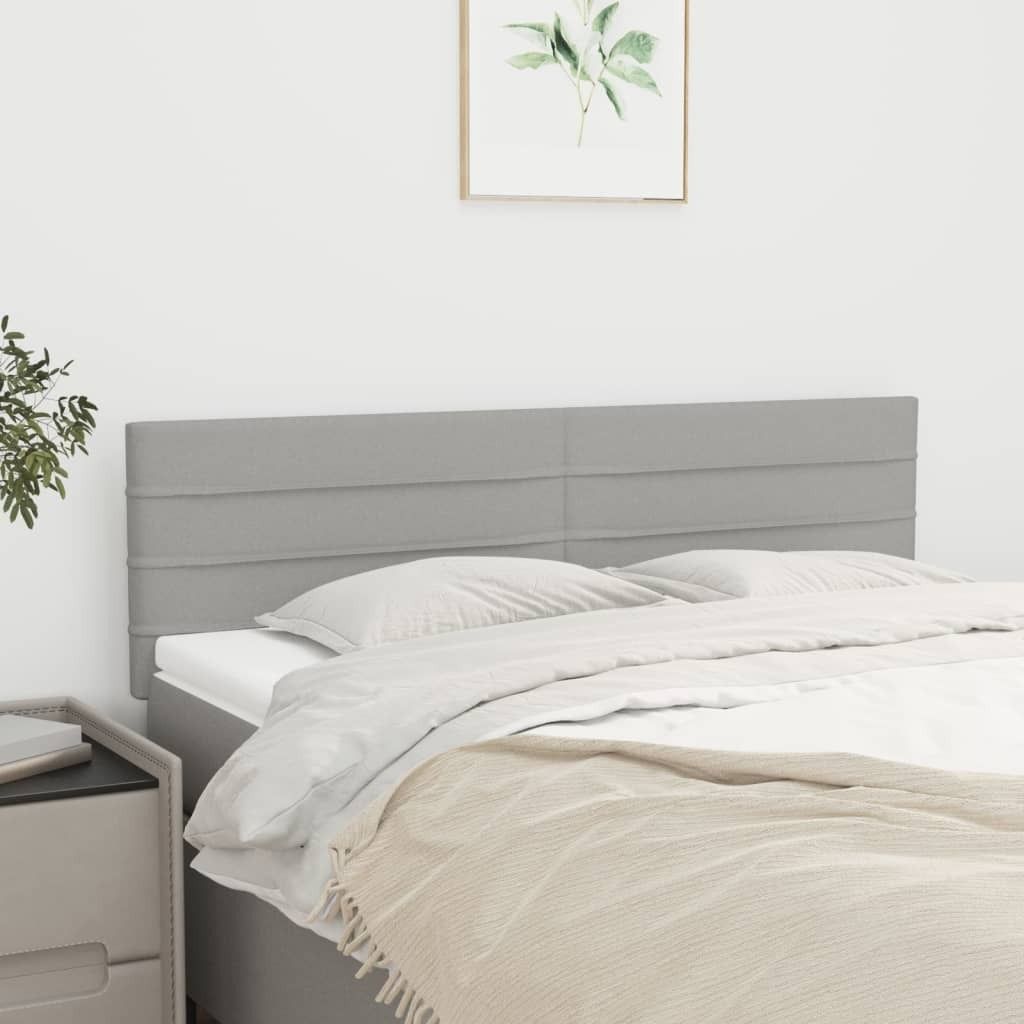 The Living Store Kopfteile 2 Stk. Hellgrau 72x5x78/88 cm Stoff