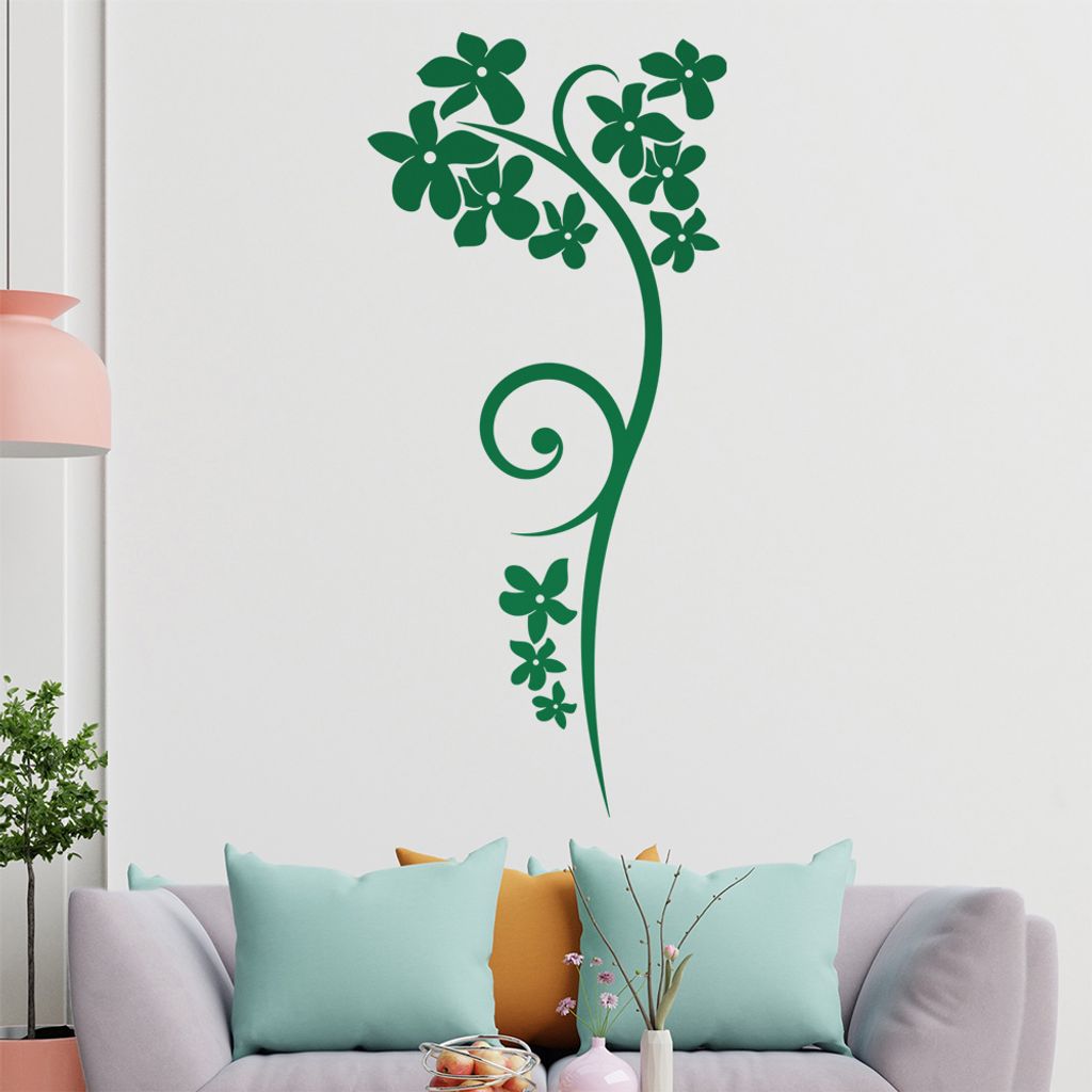 Blumen - Linien Wandtattoo in 6 Größen - Wandaufkleber Wall Sticker - Dekoration, Küche, Wohnzimmer, Schlafzimmer, Badezimmer