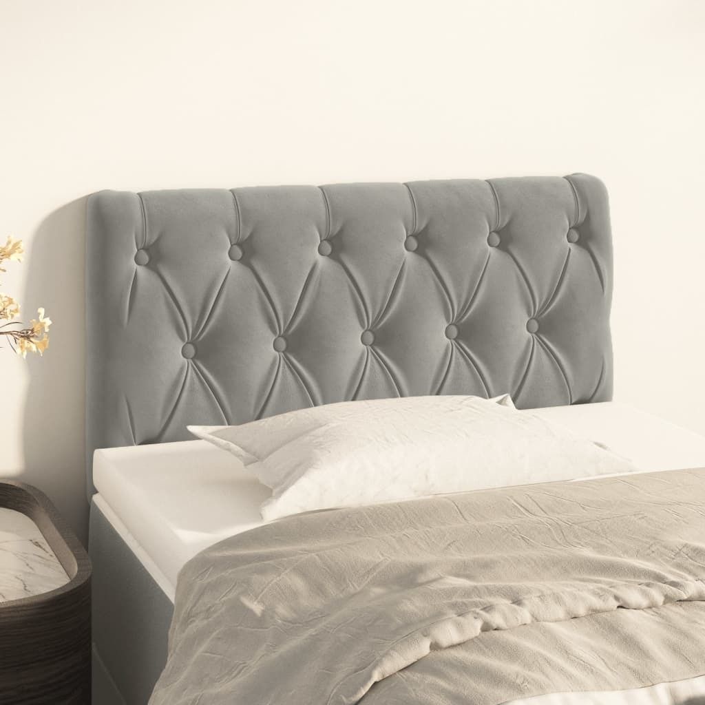 "Rabatt" Bettkopfteil modern - Kopfteil für Bett - Hellgrau 80x7x78/88 cm Samt - Kopfteile CC15603