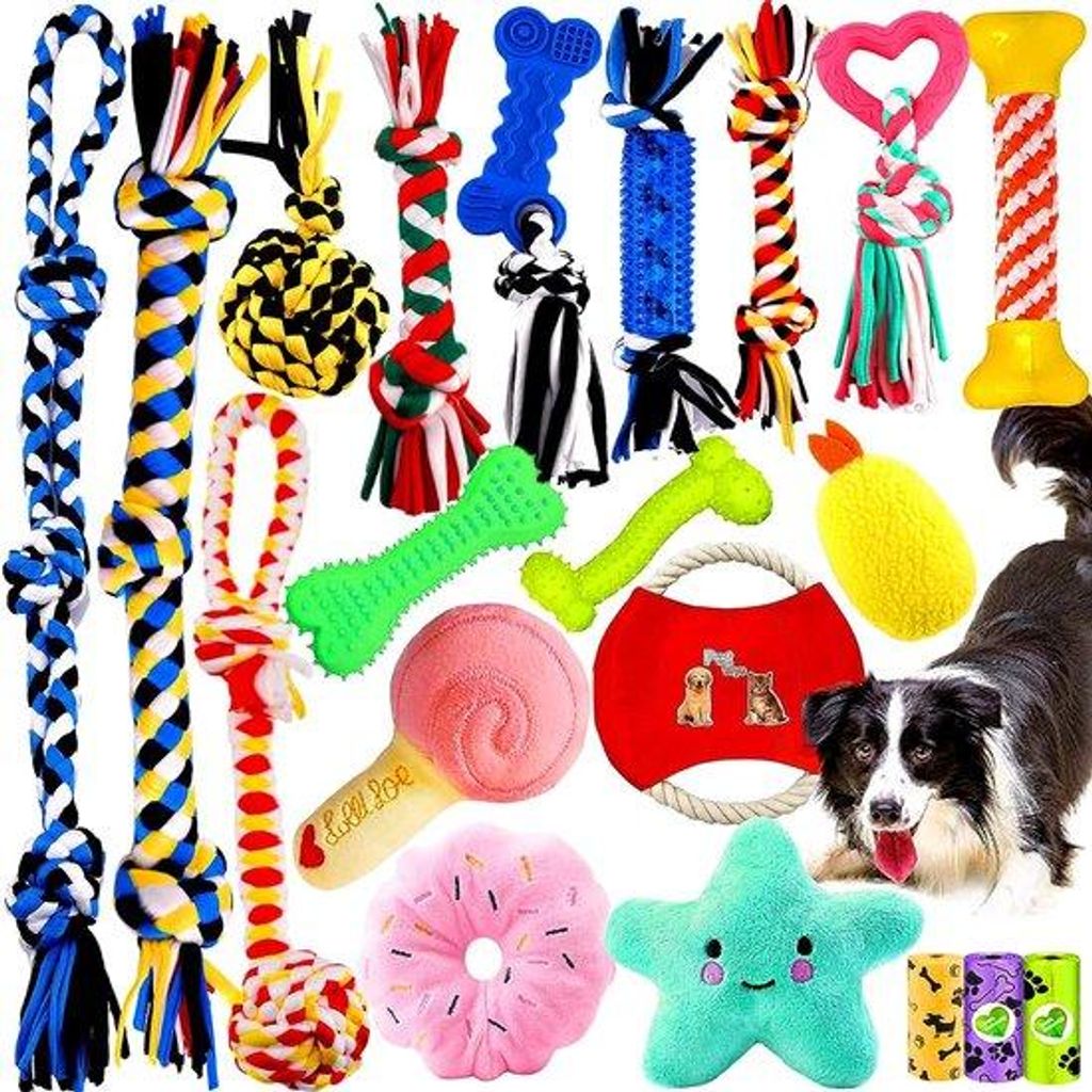 Hundespielzeug, 20-teiliges Spielzeug für Hunde, für robuste Zähne, Kauen, dauerhaftes Spielzeug, Zahntrainingsset, interaktives Spielzeug, unze...