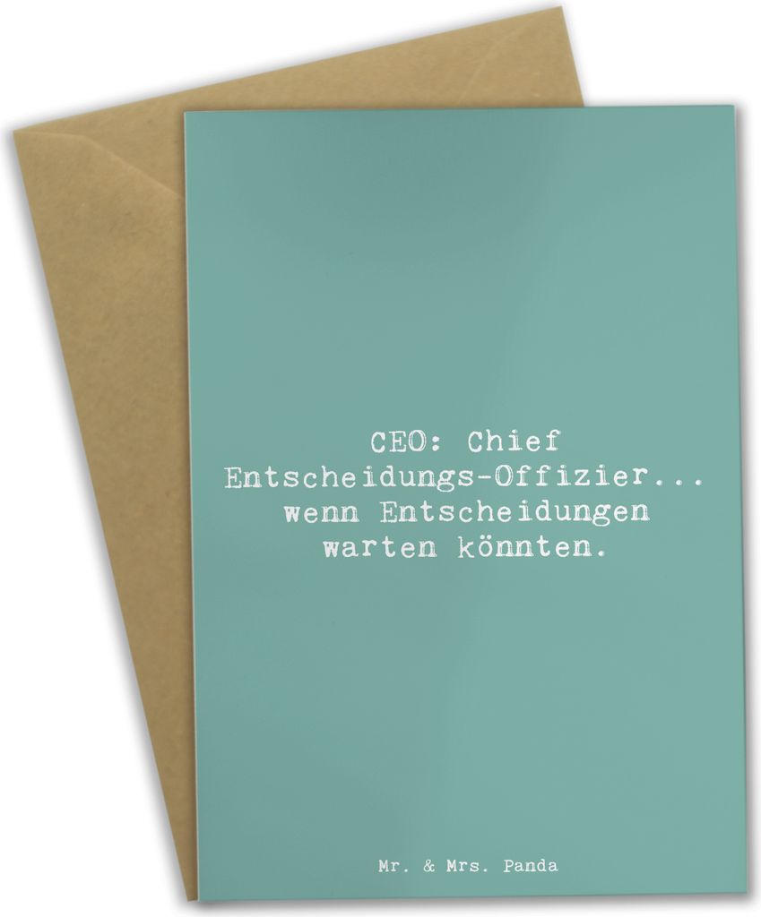 Mr. & Mrs. Panda Grußkarte Spruch CEO Entscheidungen - Meeresbrise - Geschenk, Berufsprodukte, einladungskarten, Entscheidungsfindung, Grußkarten...