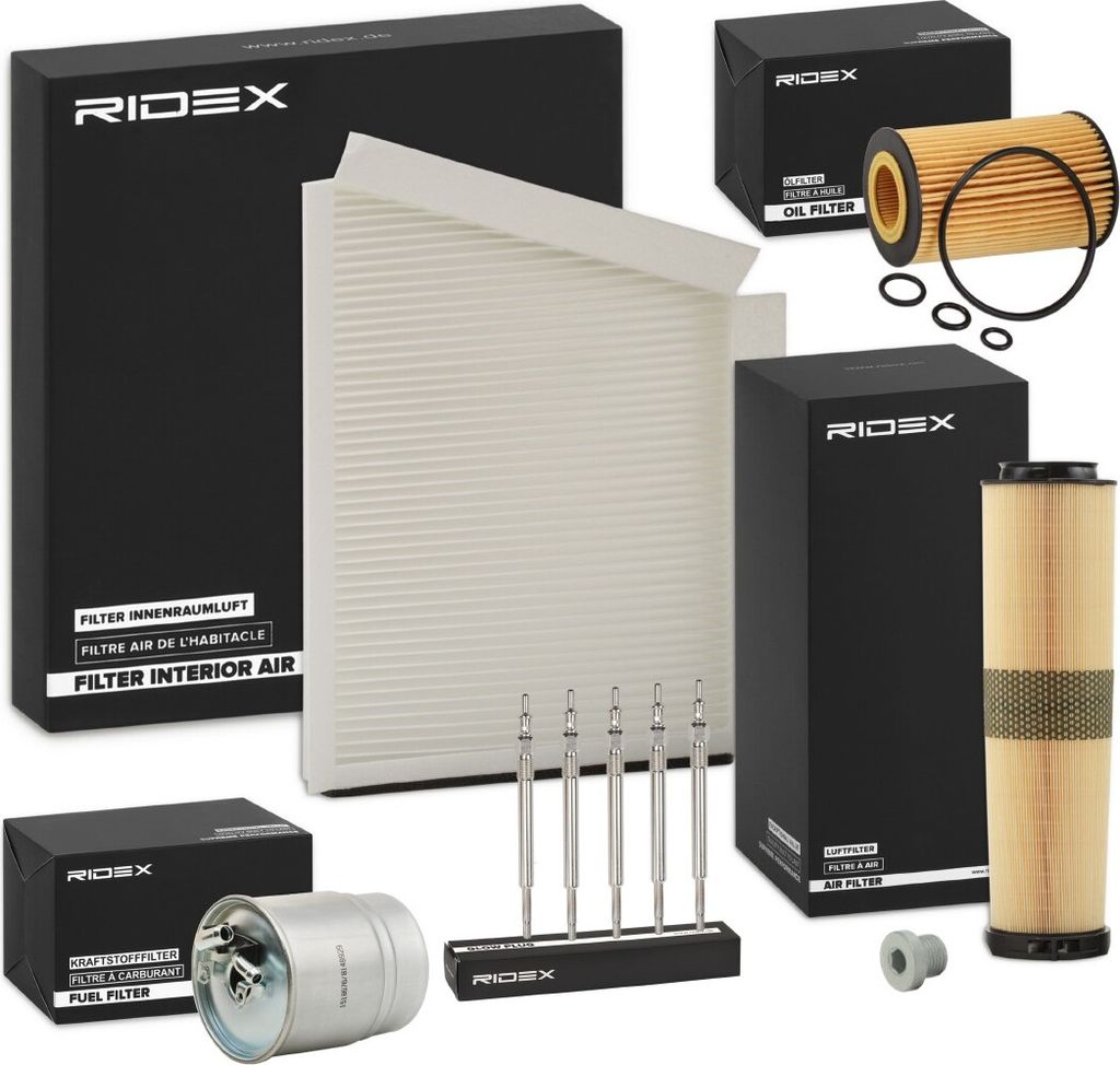 RIDEX Inspektionspaket Filterset passend für MERCEDES-BENZ E-Klasse Limousine (W211) E-Klasse T-modell (S211)