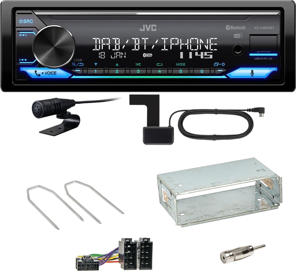 JVC KD-X482DBT Bluetooth Digitalradio Einbauset für Peugeot 206 206 CC