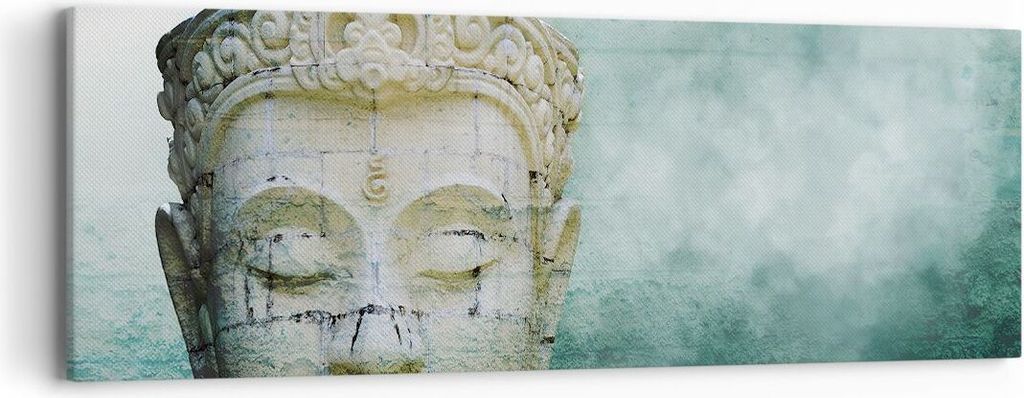 Bild auf Leinwand - Leinwandbild - Einteilig - Buddha Grafik Türkis - 90x30cm - Wand Bild - Wanddeko - Wandbilder - Leinwanddruck - Bilder - Wandd...