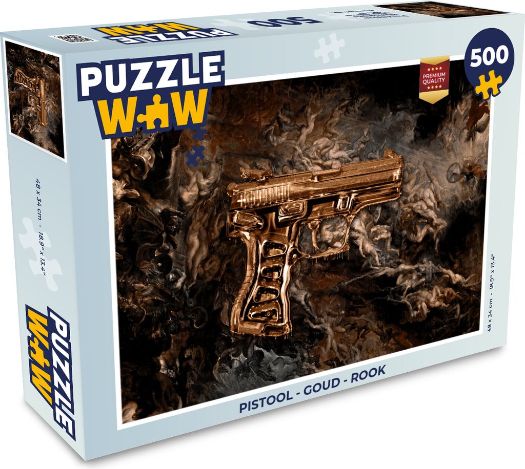 MuchoWow Puzzle 500 Teile Pistole - Gold - Rauch - 500 Teile - Kinder - Selberbauen - Puzzlespiele