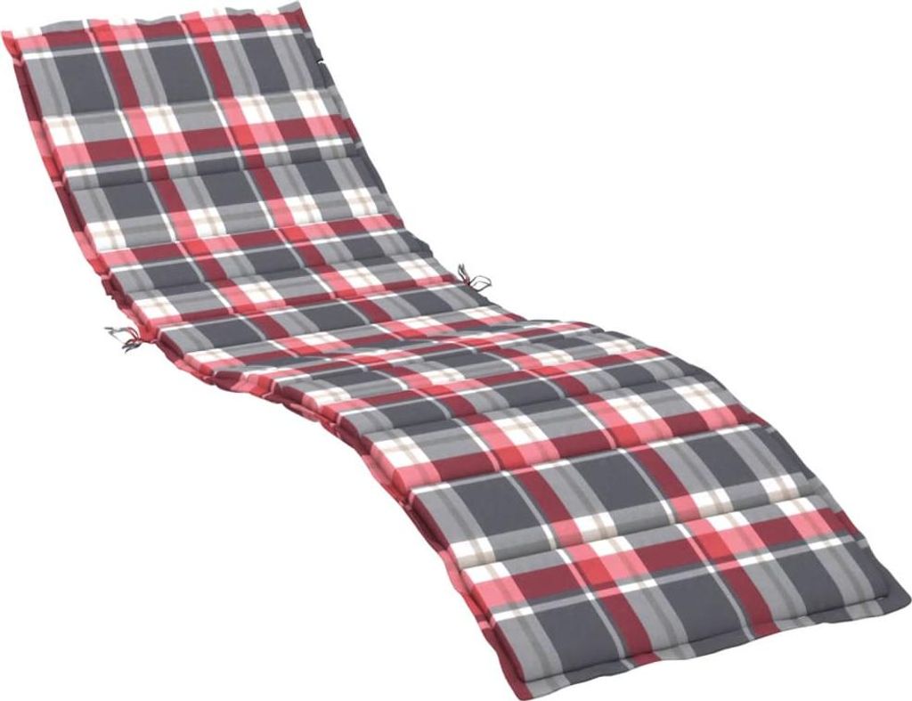 vidaXL Sonnenliegen-Auflage Rot Karomuster 200x60x3 cm Oxford-Gewebe