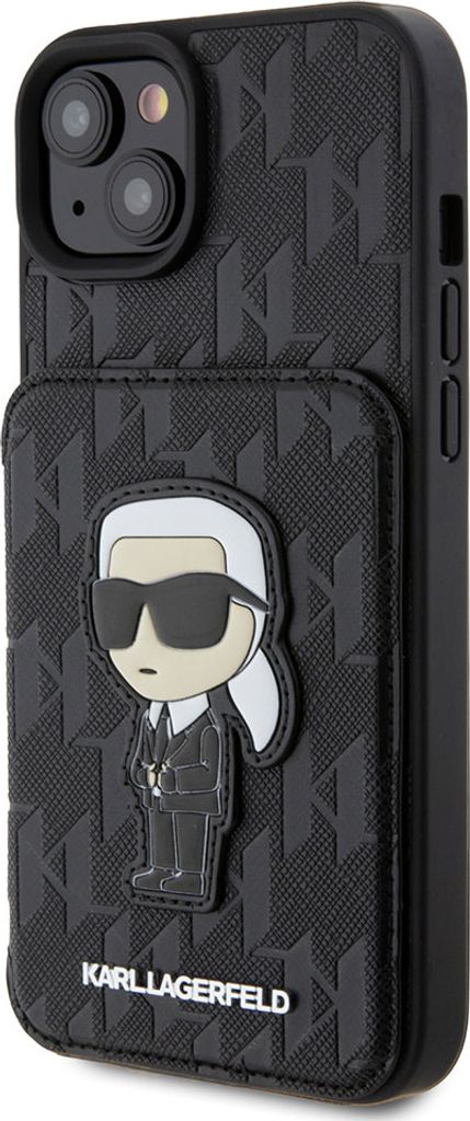 Karl Lagerfeld iPhone 15 Plus & 14 Plus Back cover case - SAFFIANO CARDSLOT - Black