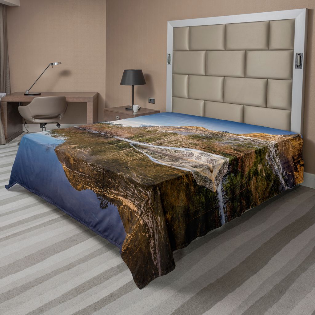 ABAKUHAUS Yosemite Bettlaken, Spiegel See Und Gebirgsreflexion Auf Wasser Sonnenuntergang Abend Ansicht Bild, weiches bequemes oberes Bettlaken fü...