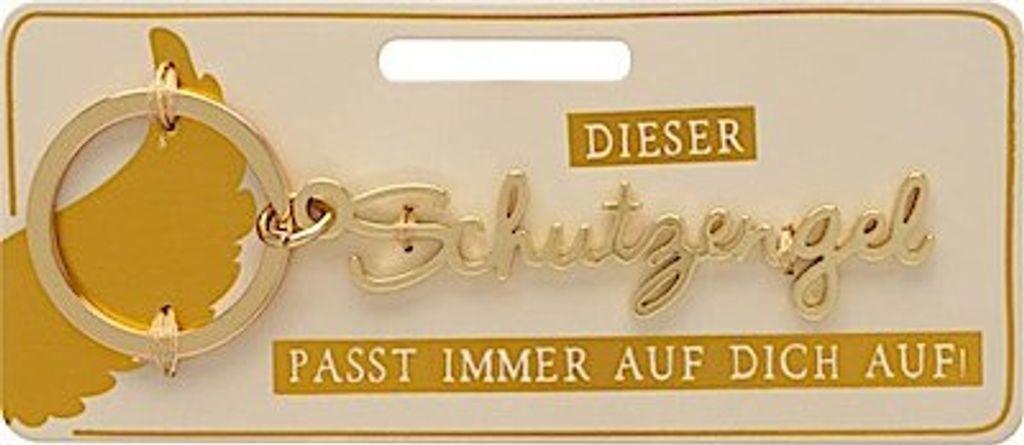 Sheepworld, Gruss und Co - 47044 - Schlüsselanhänger, Schutzengel, Metall, Größe mit Schlüsselring: 9,6cm x 3cm, Farbe: Gold