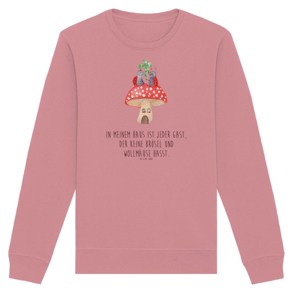 Mr. & Mrs. Panda Baumwoll Pullover Marienkäfer Fliegenpilz Größe M - Canyon Pink - Geschenk, Lustige Sprüche, Bio, Zuhause, Pulli, Haus, Fleige...