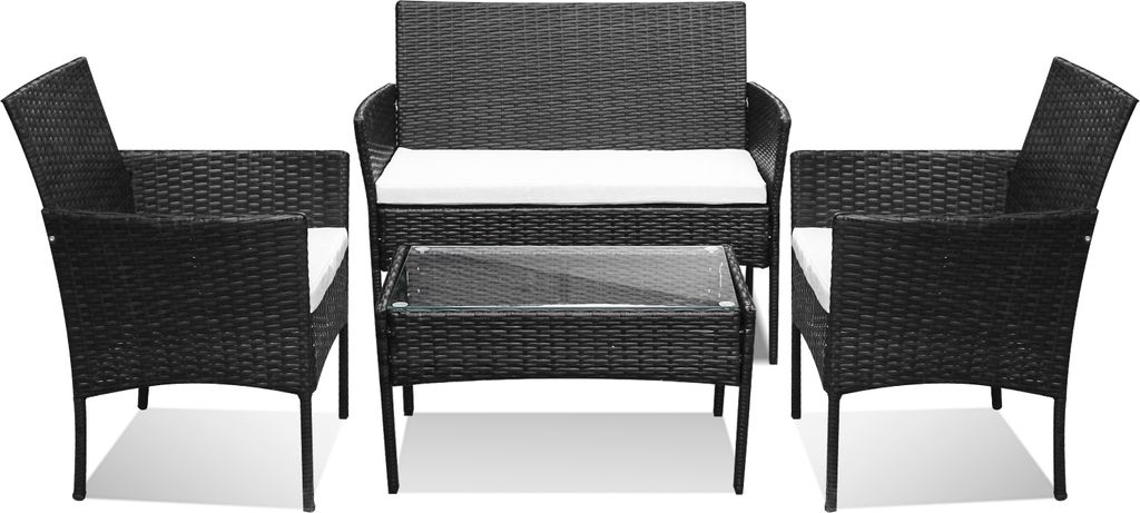 Faziango Gartenmöbel Gartenset Gartenlounge Rattanmöbel Sitzgruppe Garnitur Balkon schwarz