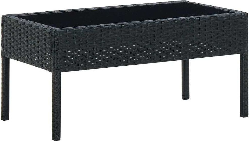 Möbel Gartentisch Schwarz 75x40x37 cm Poly Rattan - Gartentische 45904