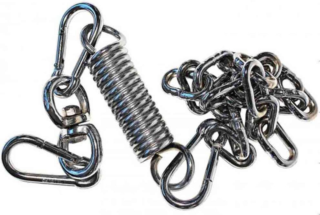 BRUTE Boxsack Ketten-Set - Max.70kg - Hochwertige Ketten mit Feder, Drehgelenk - 3 Karabiner Kette