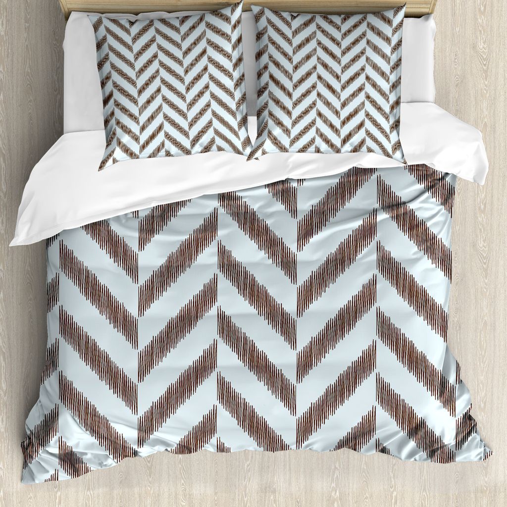 ABAKUHAUS Wasser Bettbezug, Flüchtiger Chevron-Zickzack, Milbensicher Allergiker geeignet mit Kissenbezügen, 200 cm x 200 cm - 80 x 80 cm, Himmel...
