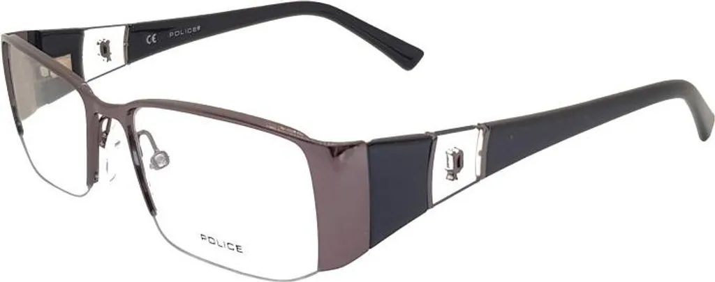 Lunettes POLICE V8459 (0568) - Monture de Vue Homme en Métal Gris Anthracite