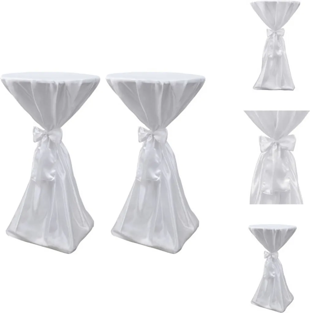 2x Copritavolo Professionale 80cm Bianco Spandex per Catering e Bar