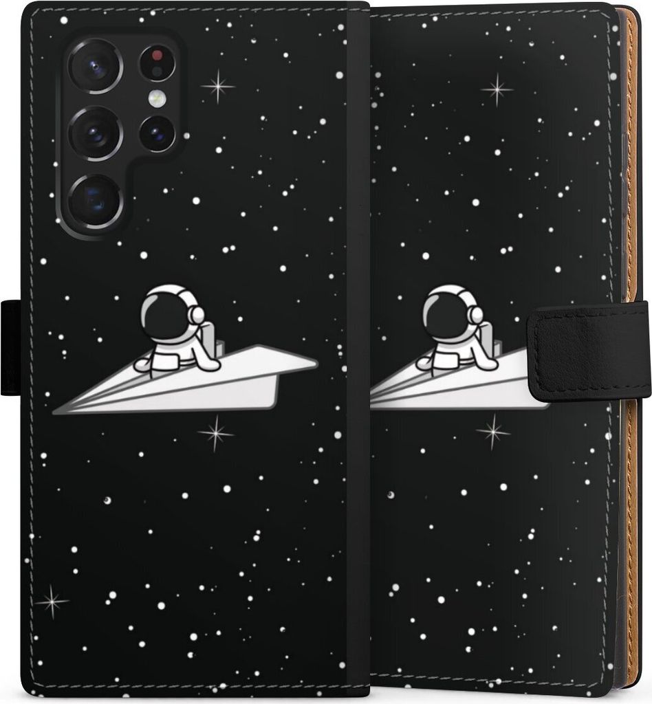 DeinDesign Klapphülle für Samsung Galaxy S22 Ultra Handytasche Lederhülle Tasche Astronaut Comic Papier