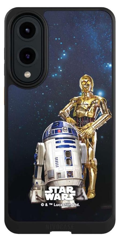 NIVOCASE Hülle für Samsung Galaxy S25 Edge Handyhülle NIVOcore Case Schwarz Star Wars Weltall R2D2