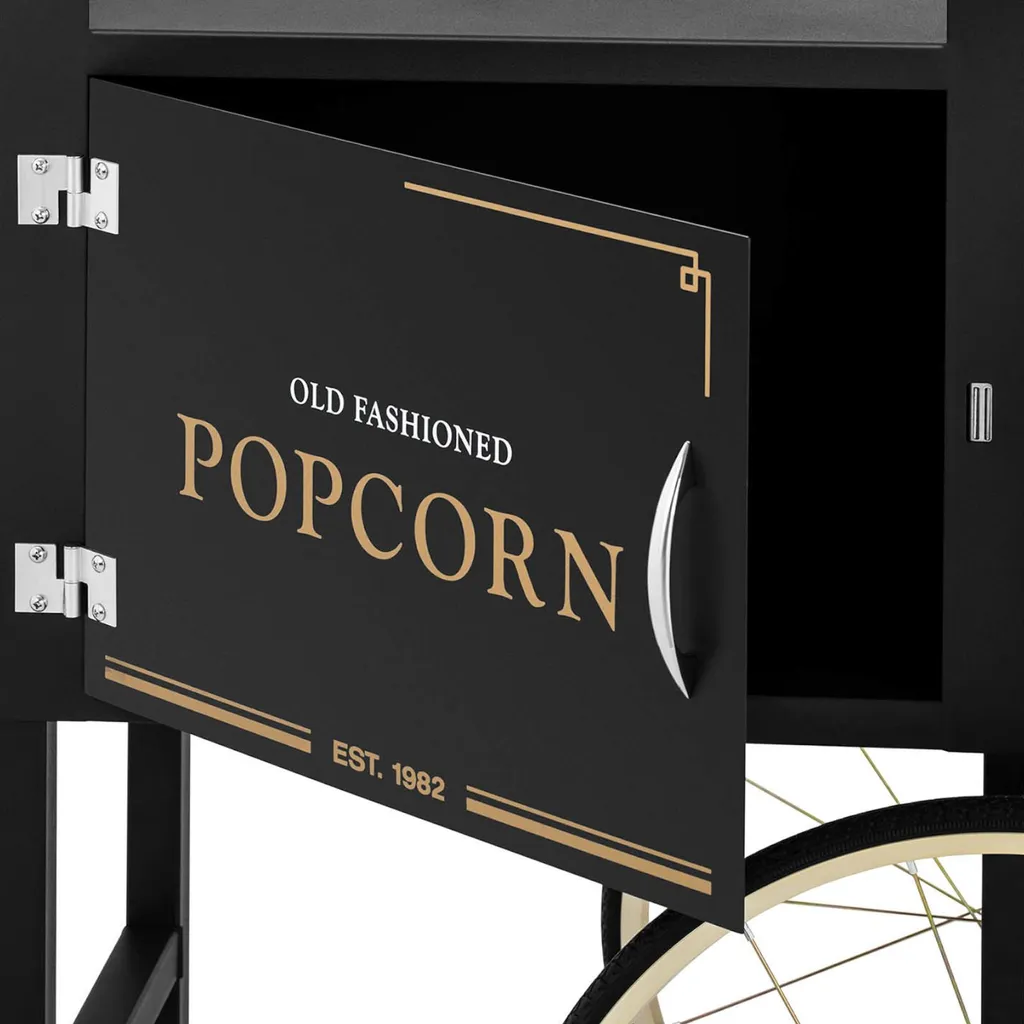 Support mobile pour machine à pop-corn de 51 x 37 cm noir et doré chic - 8
