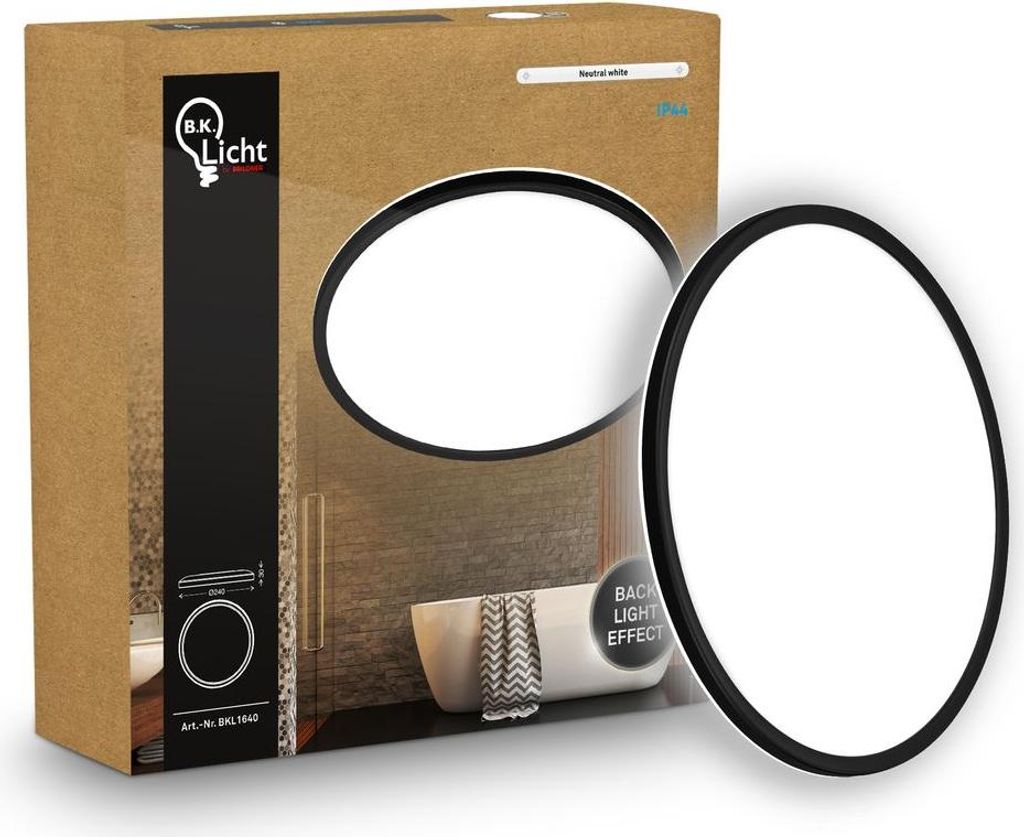 B.K.Licht Pannello LED piatto Ø24cm rotondo 16W 1900lm Immagine del prodotto 