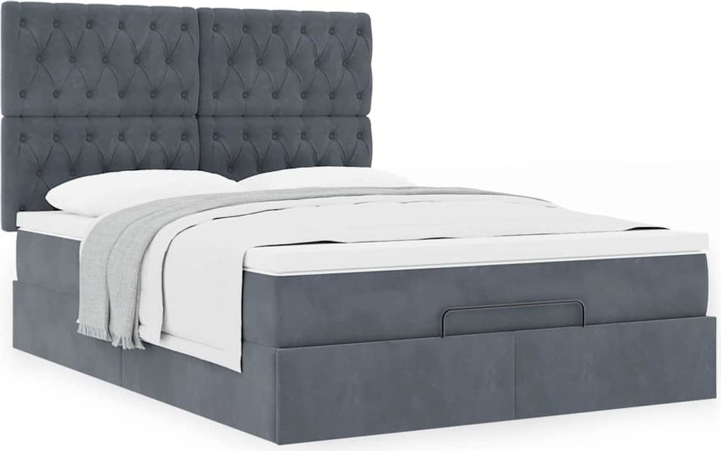 Maison Exclusive - Ottoman-Bett mit Matratzen Dunkelgrau 140x200 cm Samt
