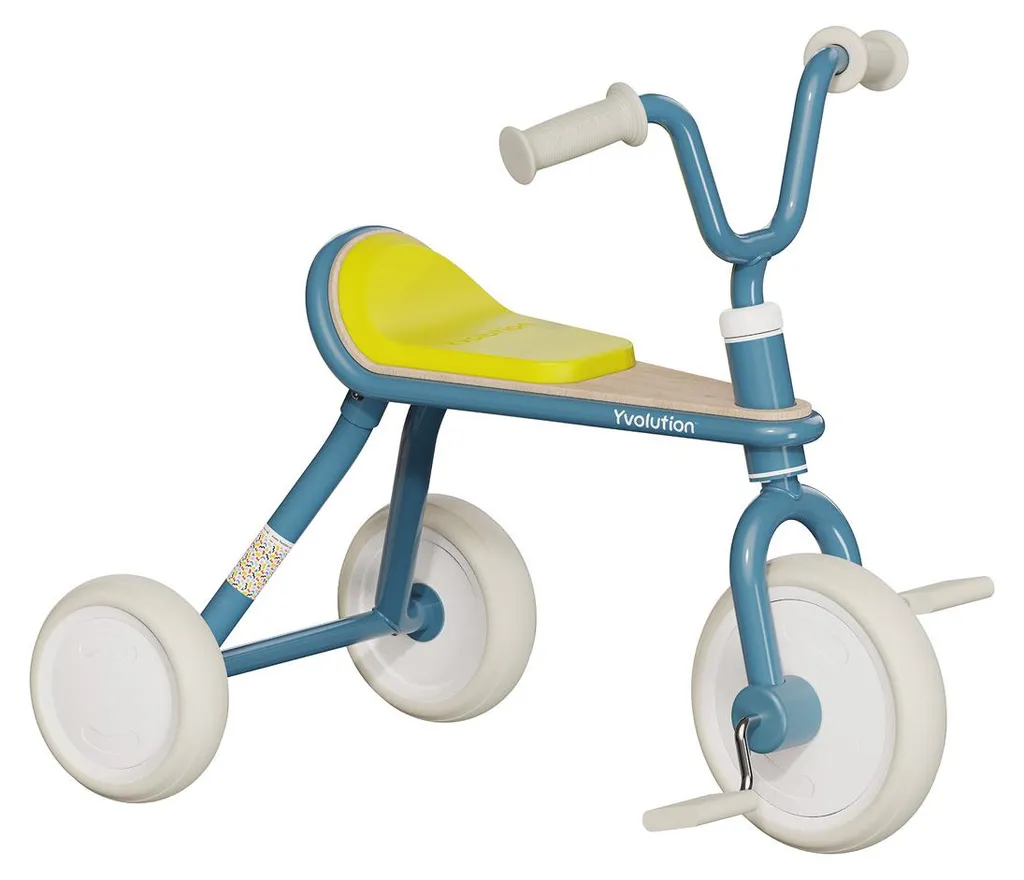 Tricycle Yvolution bleu look rétro avec cadre robuste Classic Trike