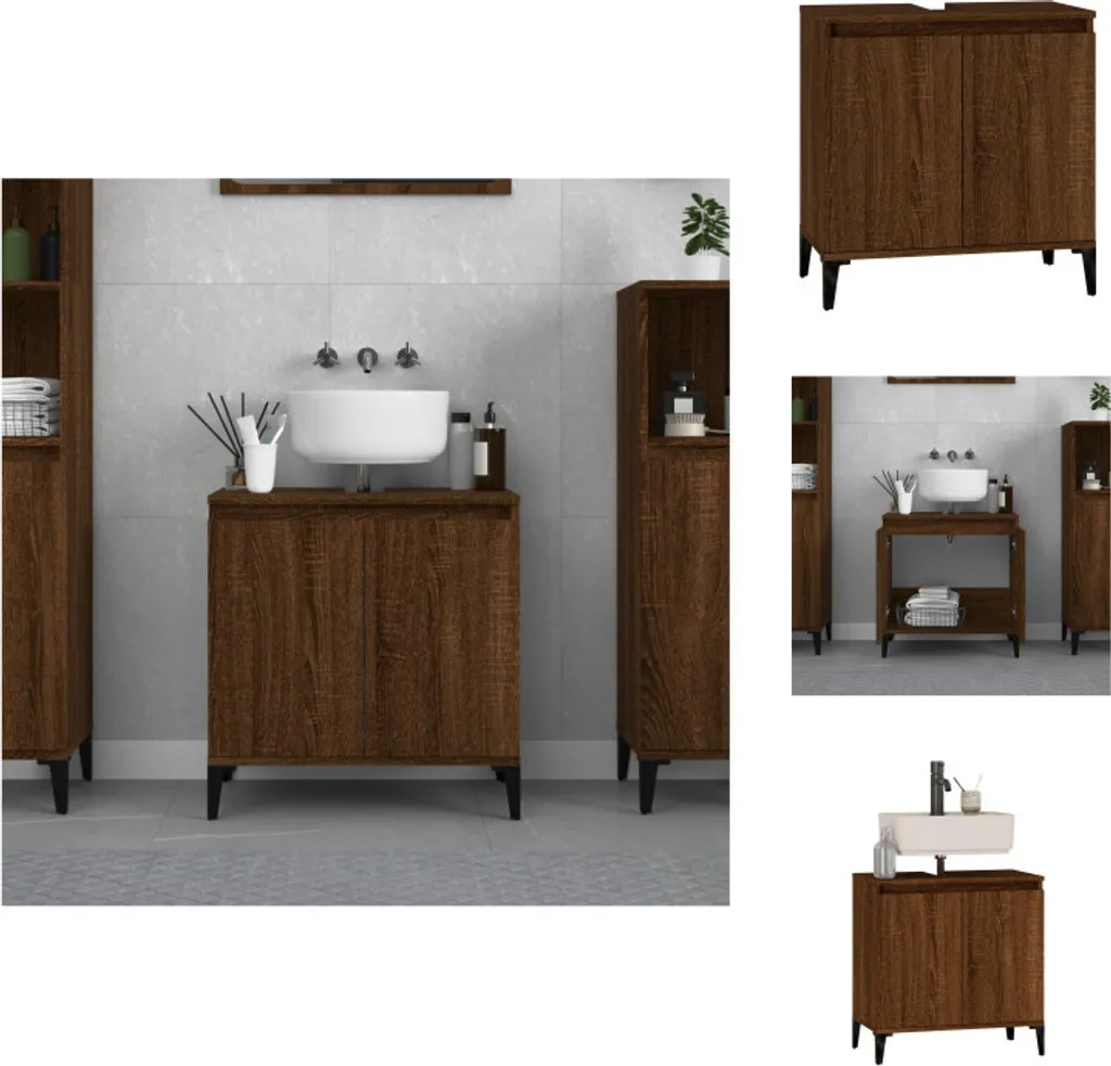vidaXL Armoire sous lavabo brun imitation chêne de 58x33x60 cm pour bain