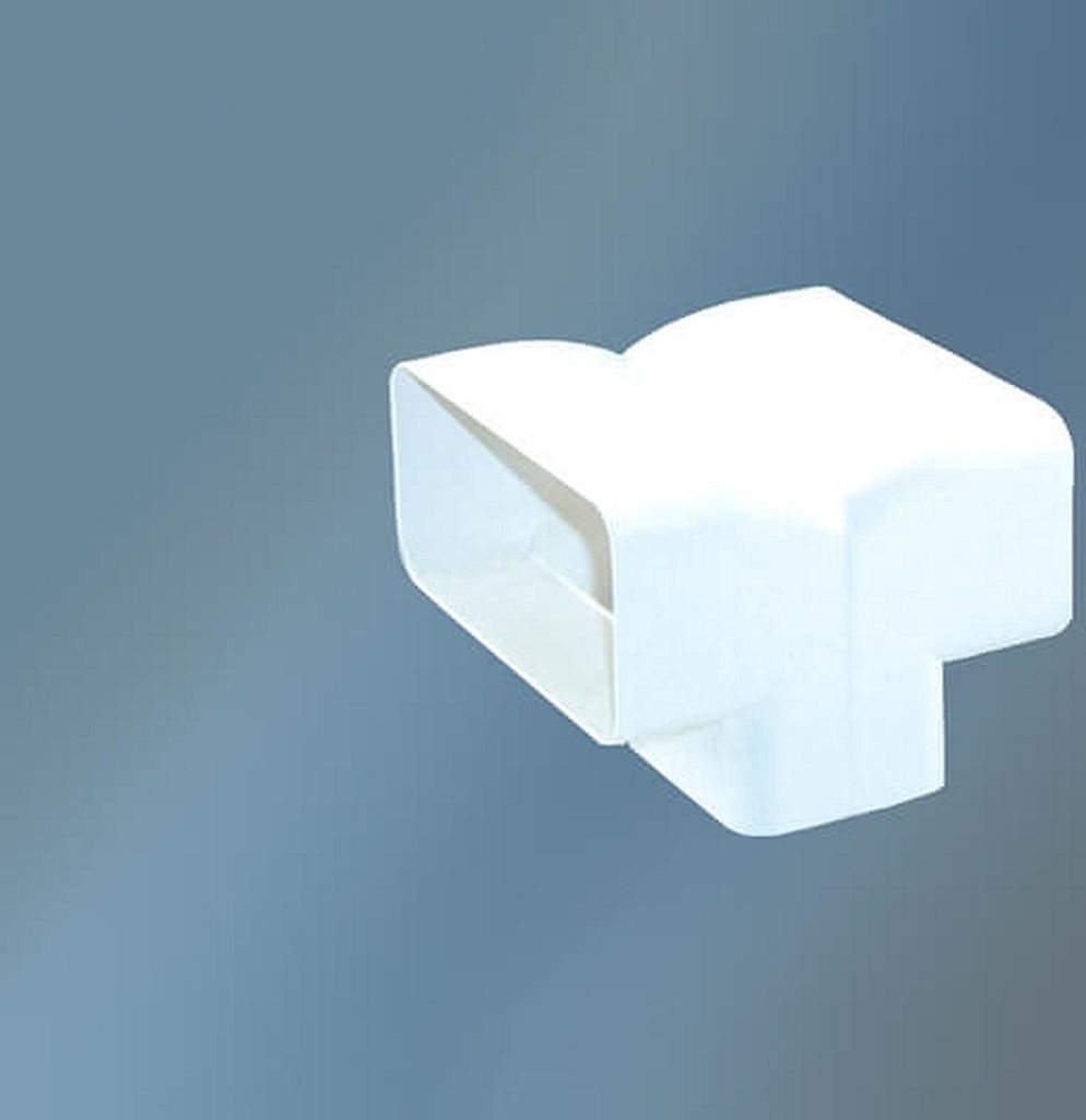 Flachkanalsystem Lüftungskomponenten für Abluft Winkel Abzweige Adapter Halterungen PVC