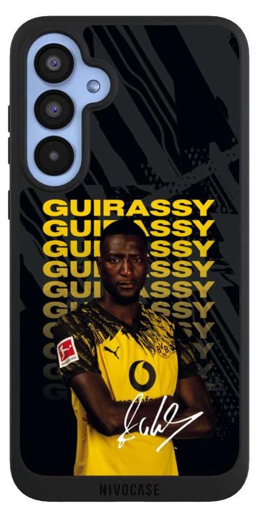 NIVOCASE Handyhülle für Samsung Galaxy A55 5G Hülle NIVOpure Case Schwarz BVB Borussia Dortmund Serhou Guirassy