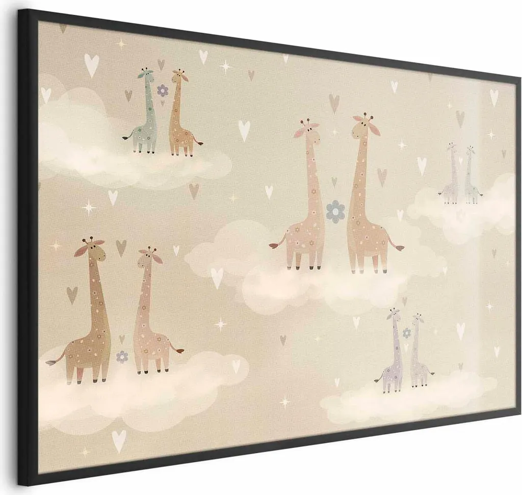 Poster Giraffes in Love 60x40 cm con cornice nera senza bordo