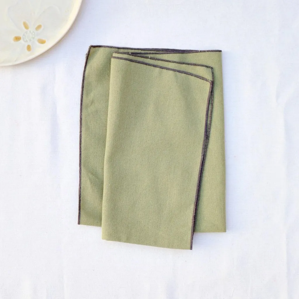 Serviettes en Coton Vert Uni pour Décoration de Table - Pack de 12 Unités