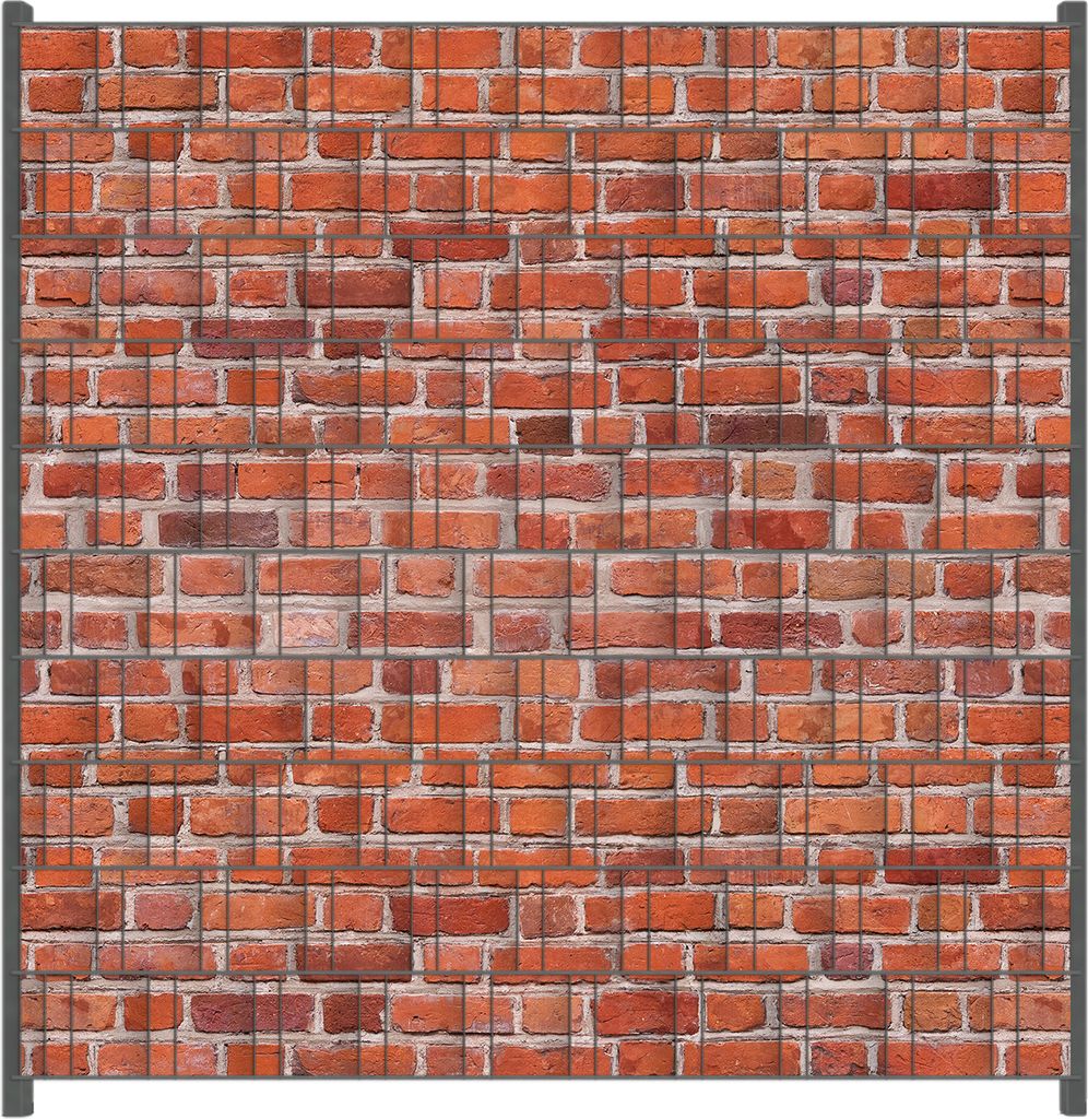 Wallario Zaunsichtschutz mit Motiv Rote Ziegelsteinwand - Backsteine für Ein- und Doppelstabmatten Zäune in der Größe 200 x 200 cm