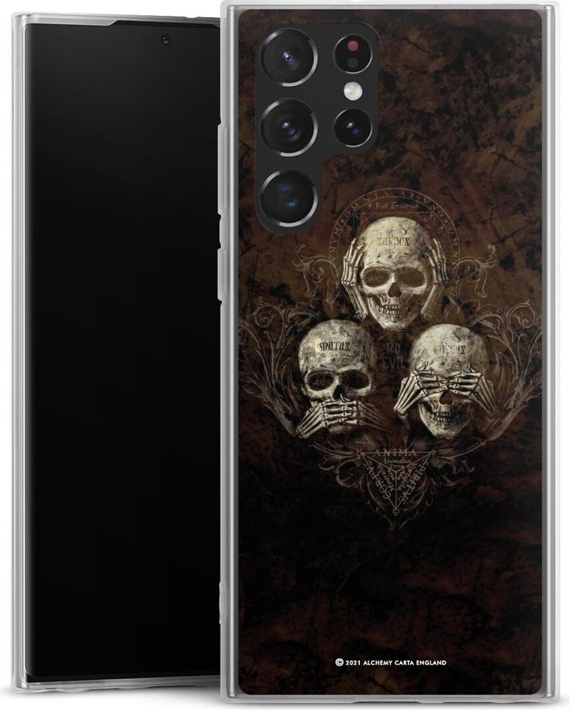 DeinDesign Slim Hülle für Samsung Galaxy S22 Ultra Silikon Case Ultra Dünn Handyhülle Art Gothic Totenköpfe