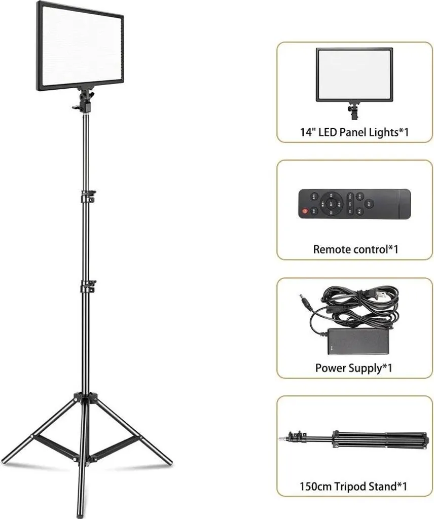 Panneau Lampe Vidéo Bicolore LED avec Trépied 150 cm - Intensité Réglable